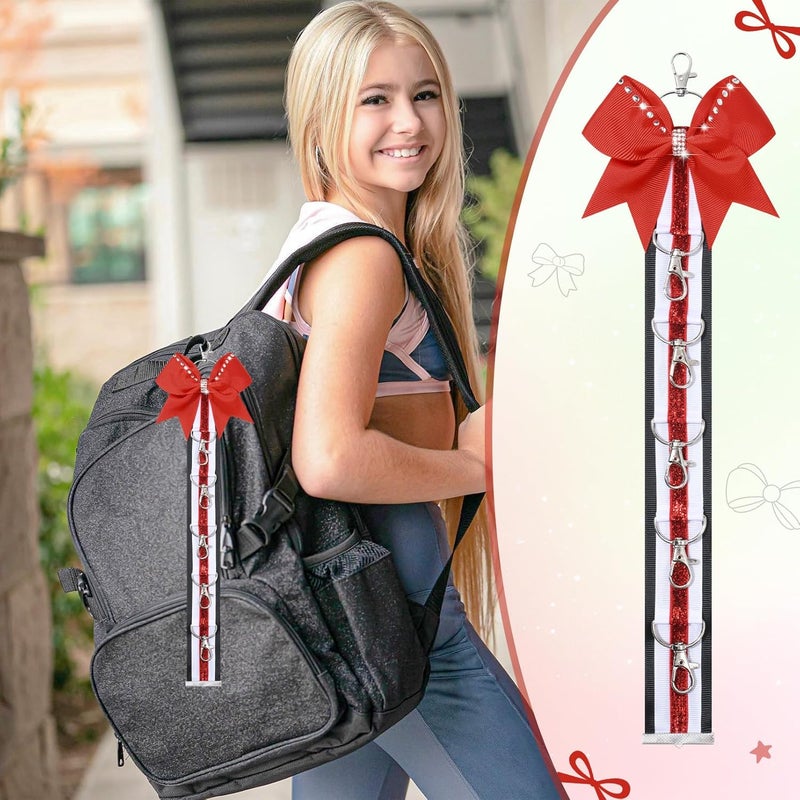 DEEKA Cheer Bow Holder with Mini Bow for Backpack Bags Teen Girls Glitter Cheerleading Keychain Cheer Stuff Gifts Organizer - Image 4